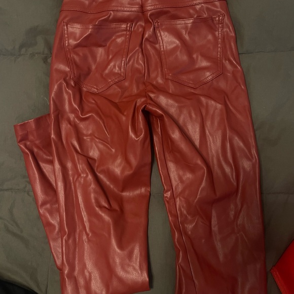 Zara red leather pants #leather #red - Picture 3 of 3
